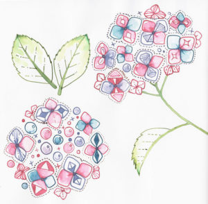 宝石のような紫陽花のイラスト