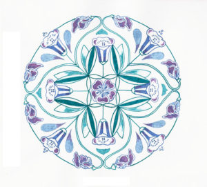 風鈴草とスイートピーのマンダラのイラスト