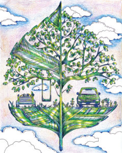 切り絵葉っぱのイラスト