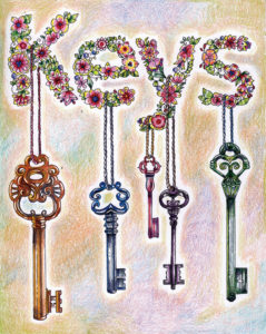 花文字と鍵のイラスト