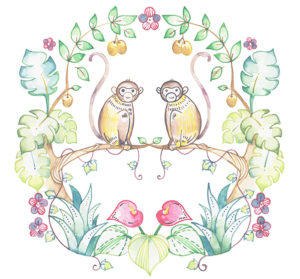 シンメトリーのリスザルのイラスト