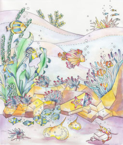 ゆらゆら海の中のイラスト